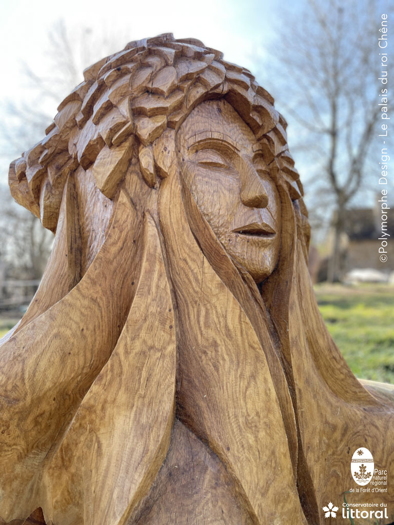 Photo d'une sculture tactile du palais du roi chêne : l'aïeul.